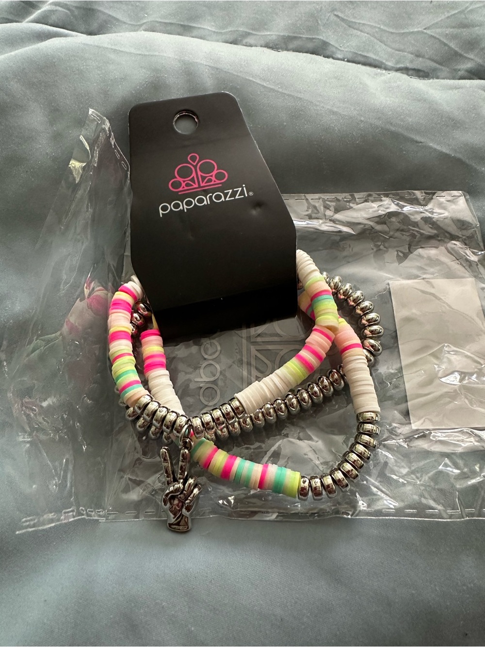 paparazzi Neon Multi-Color Bead & Silver Stretch Bracelet Set